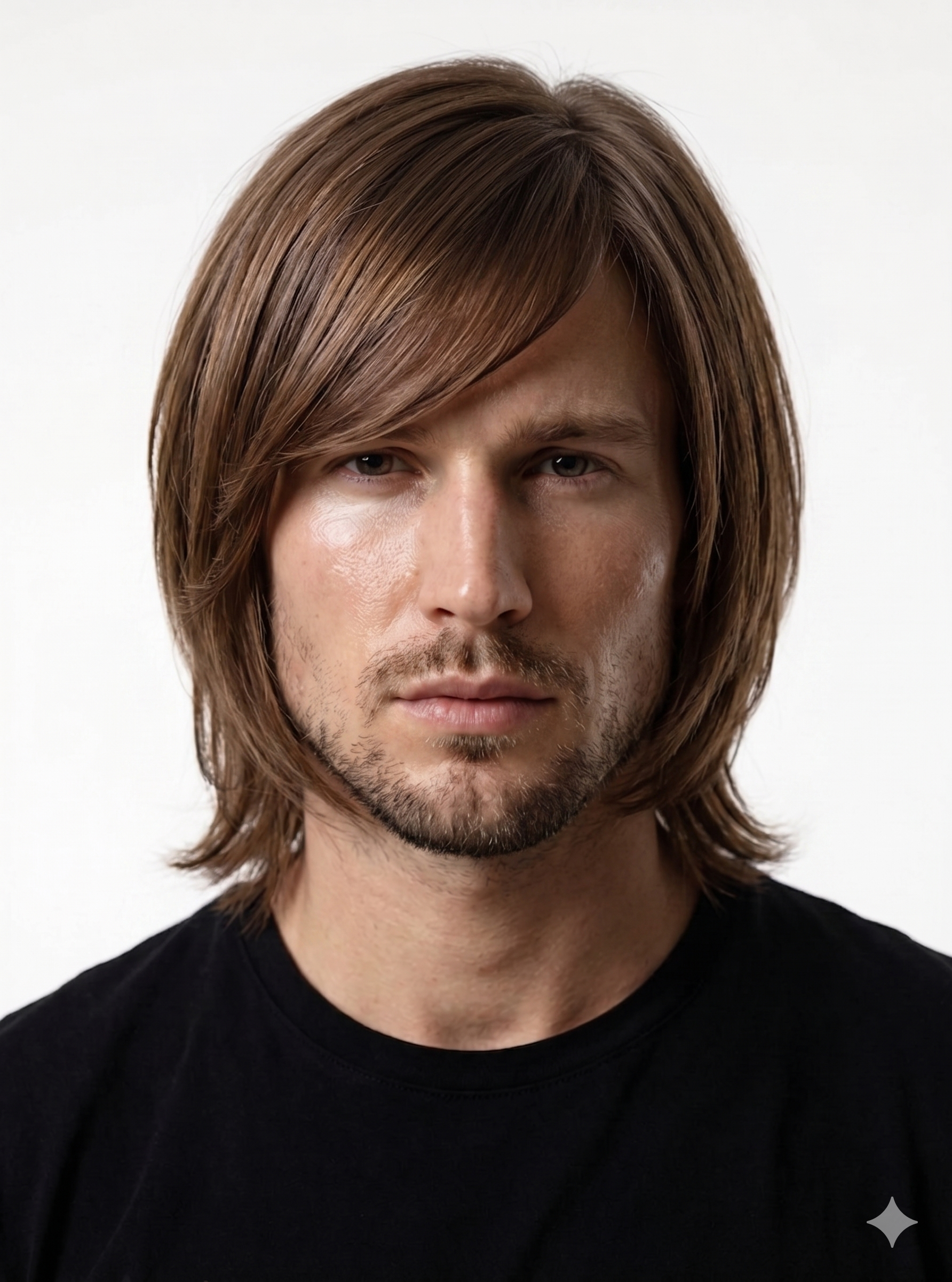 Medium Layered Bob Sweeping Fringe