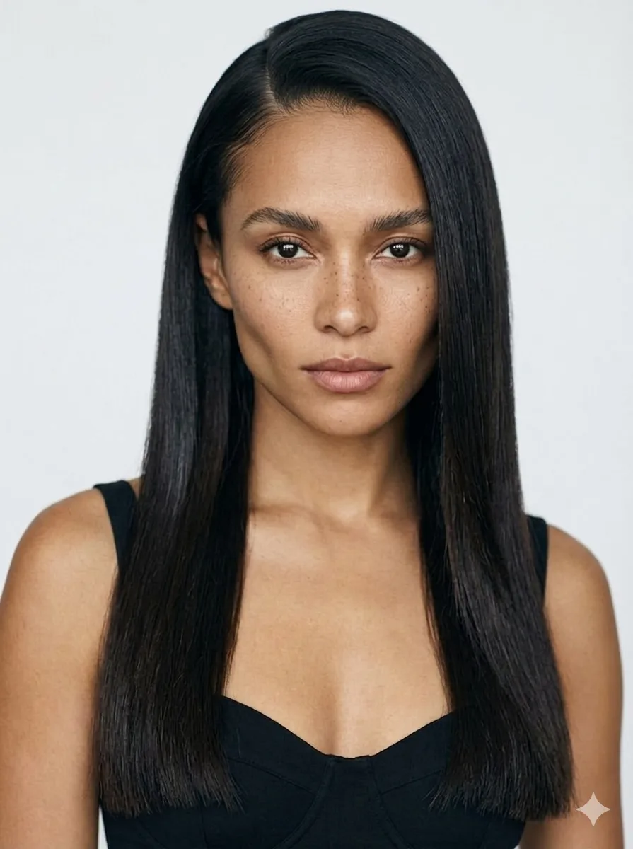 Long Sleek Cut Deep Side Part