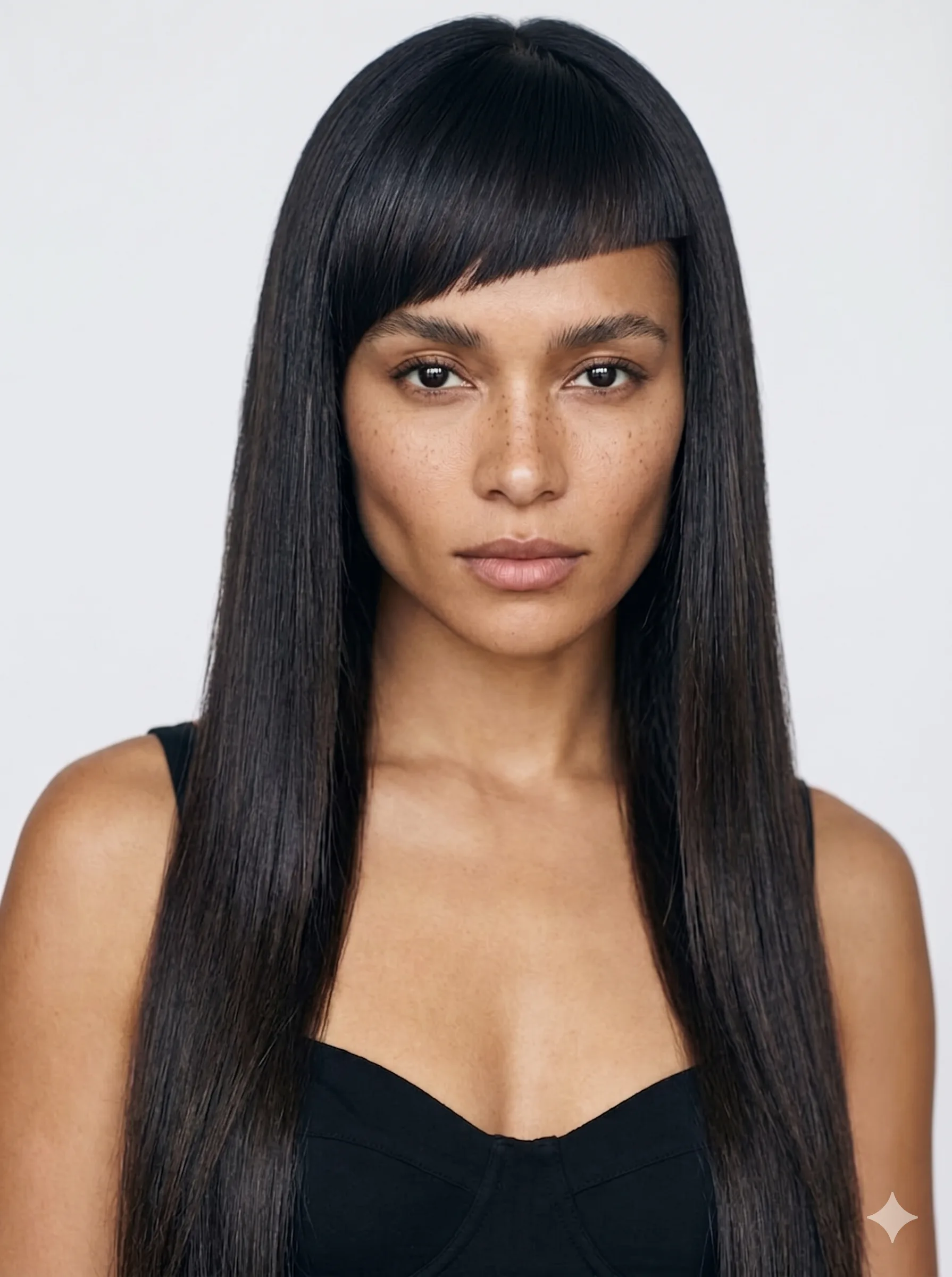 Long Straight Silhouette Angled Fringe
