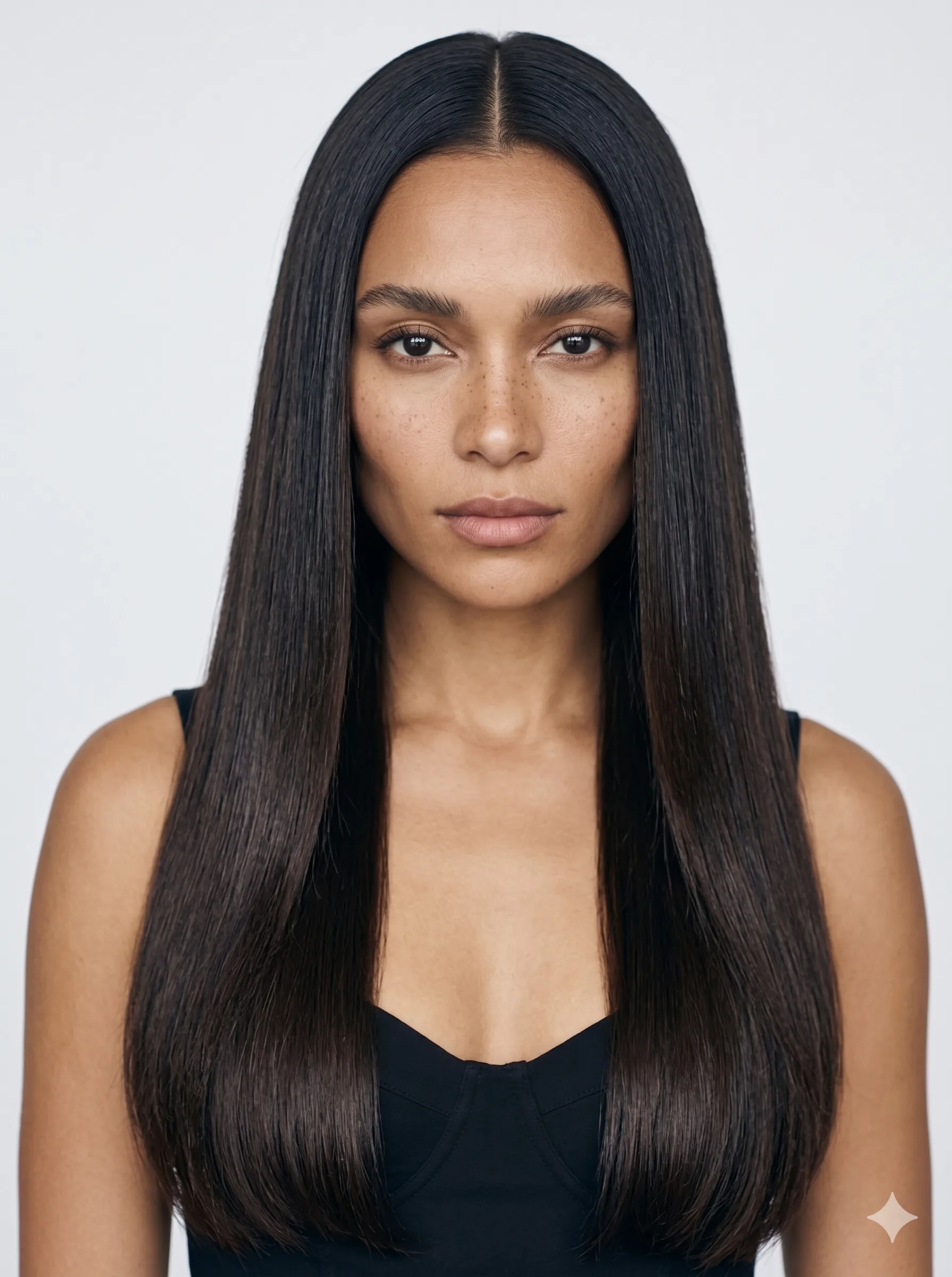 Long Straight Sleek Center Part