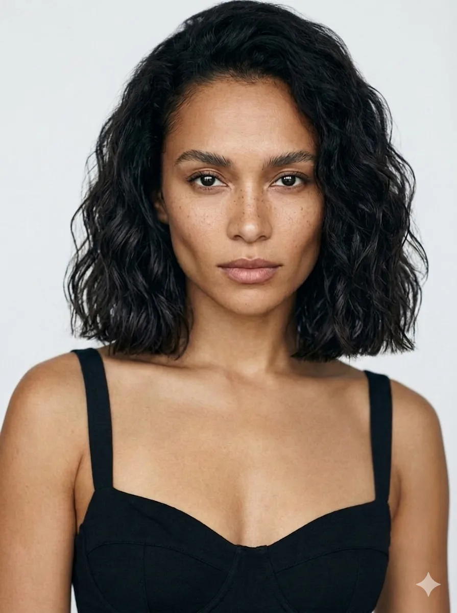 Medium Wavy Textured Bob With Blunted Ends