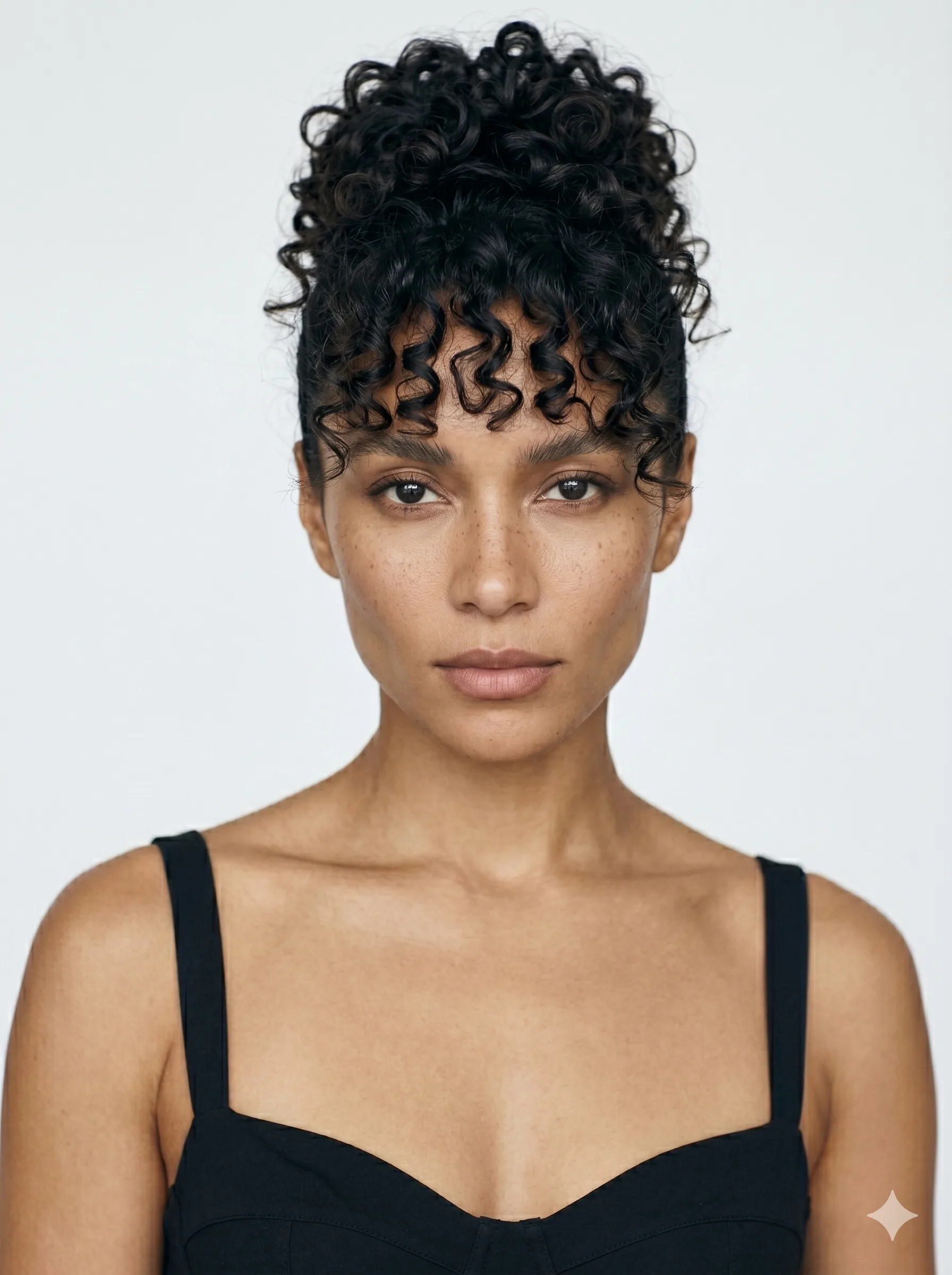 Sculpted Curly Updo Textured Fringe